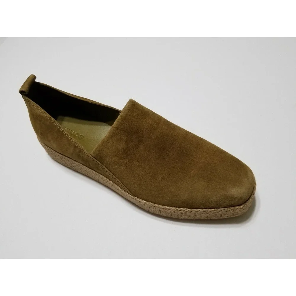 Vince Saxon Suede Platform Espadrille Slip On Sneakers Olivewood NWOB Size 8.5